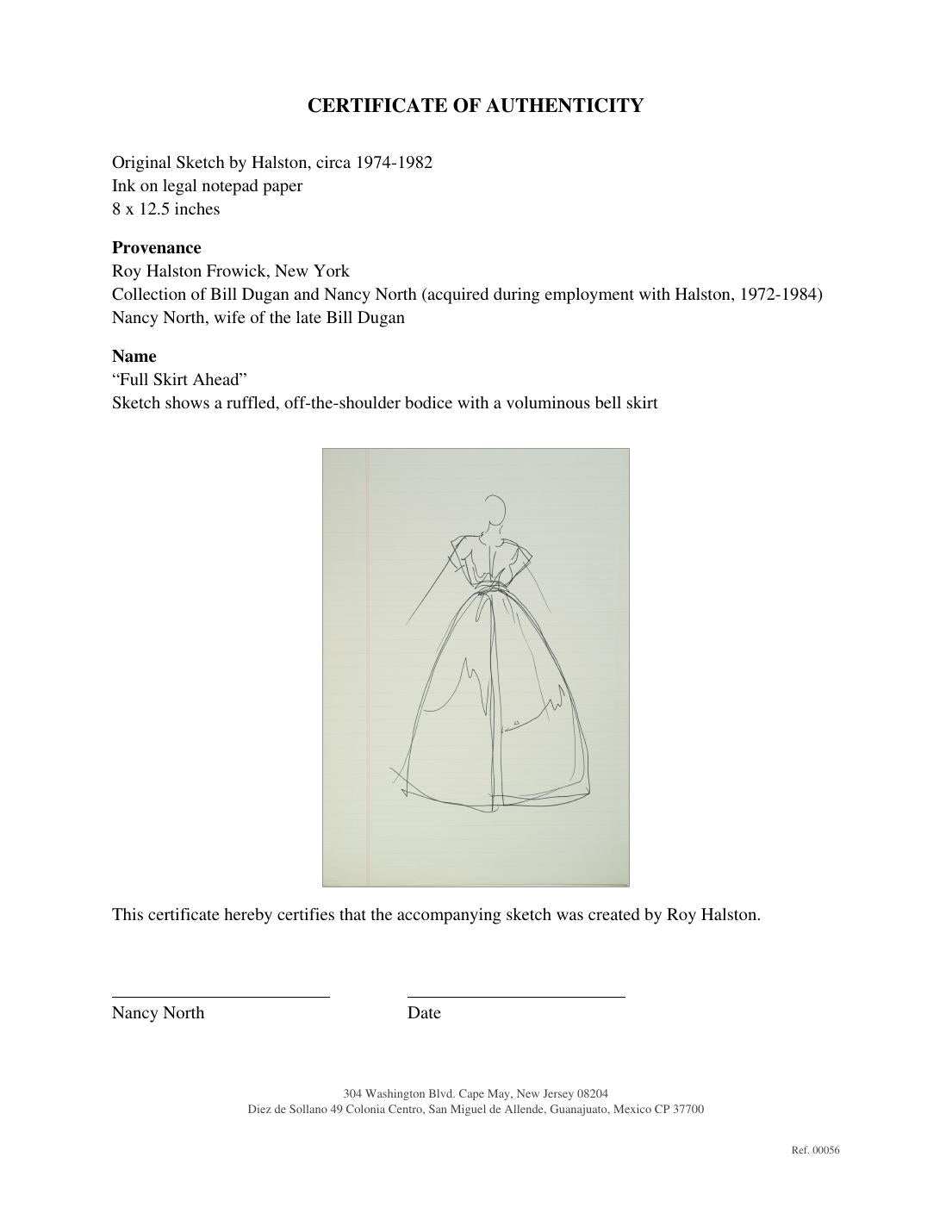 Certificate of authenticity for “Full Skirt Ahead”