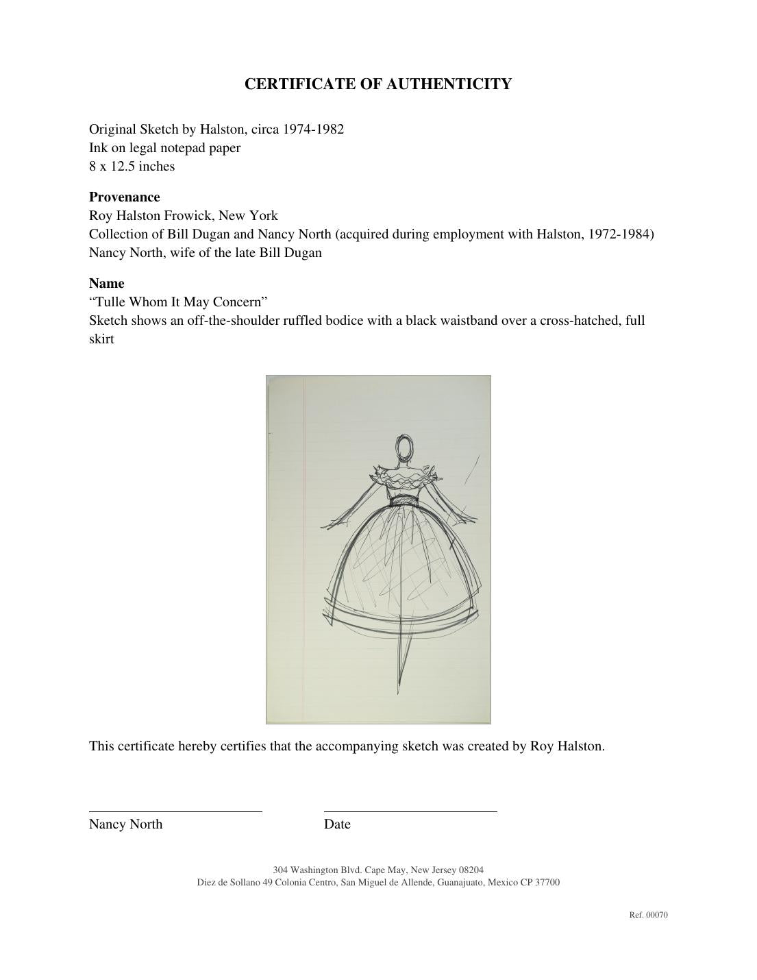Certificate of authenticity for “Tulle Whom It May Concern”
