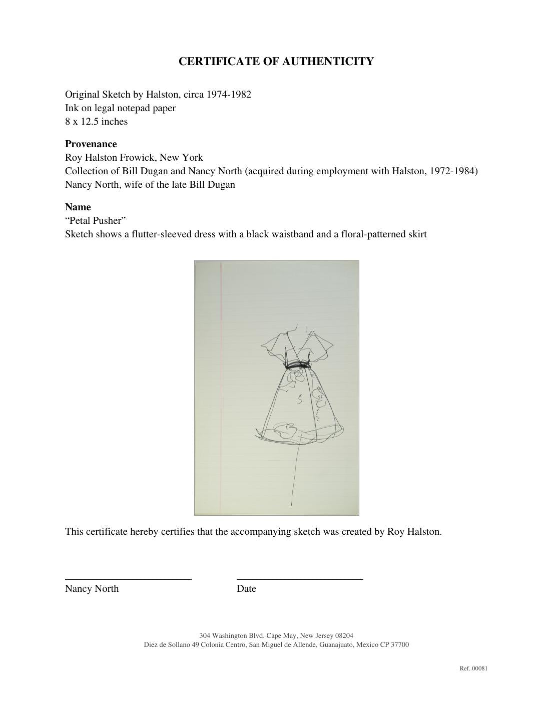 Certificate of authenticity for “Petal Pusher”
