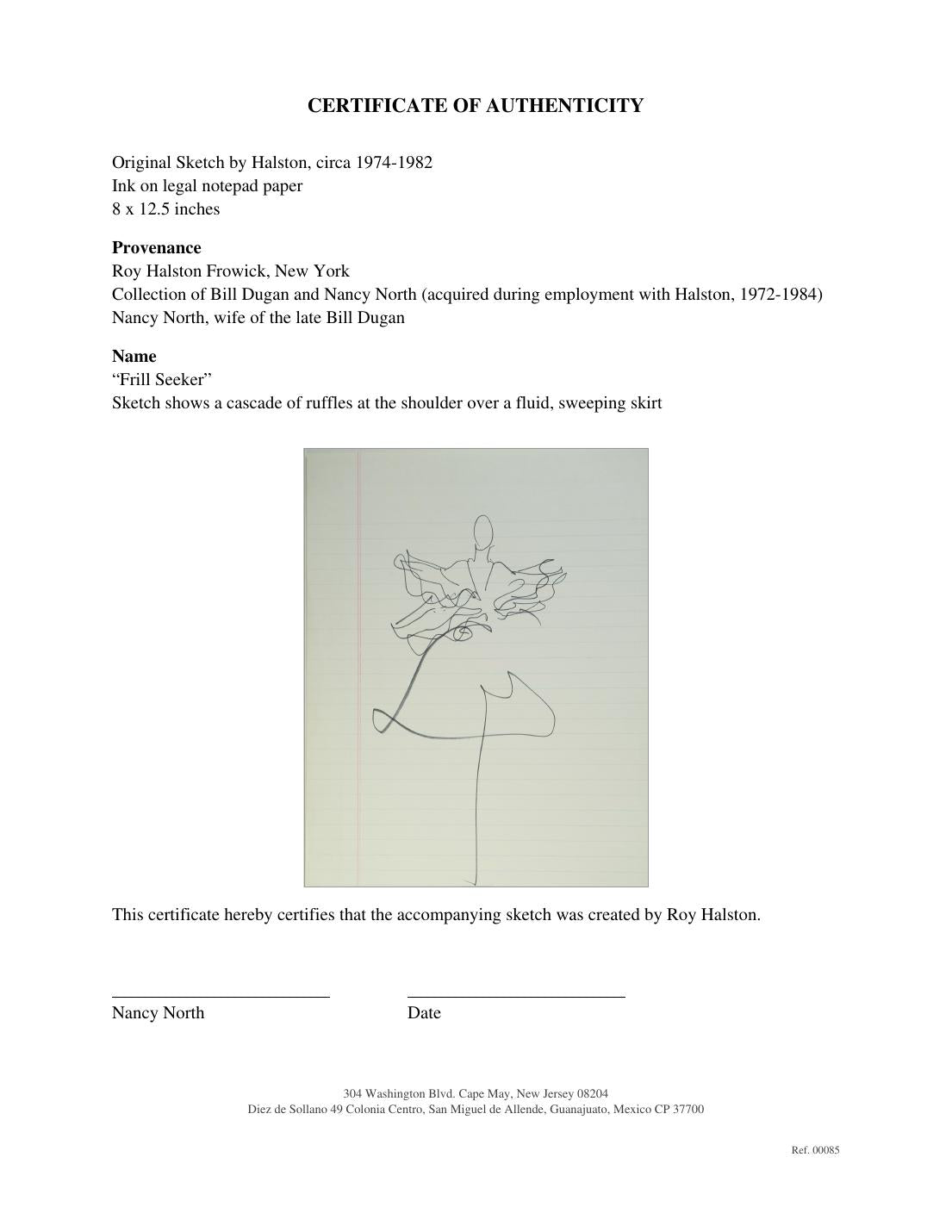 Certificate of authenticity for “Frill Seeker”