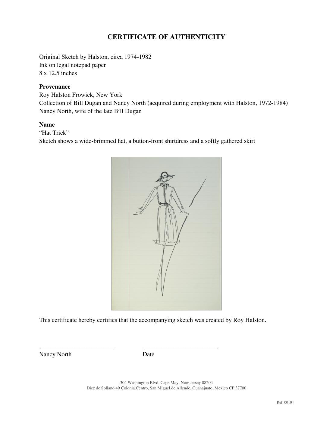 Certificate of authenticity for “Hat Trick”