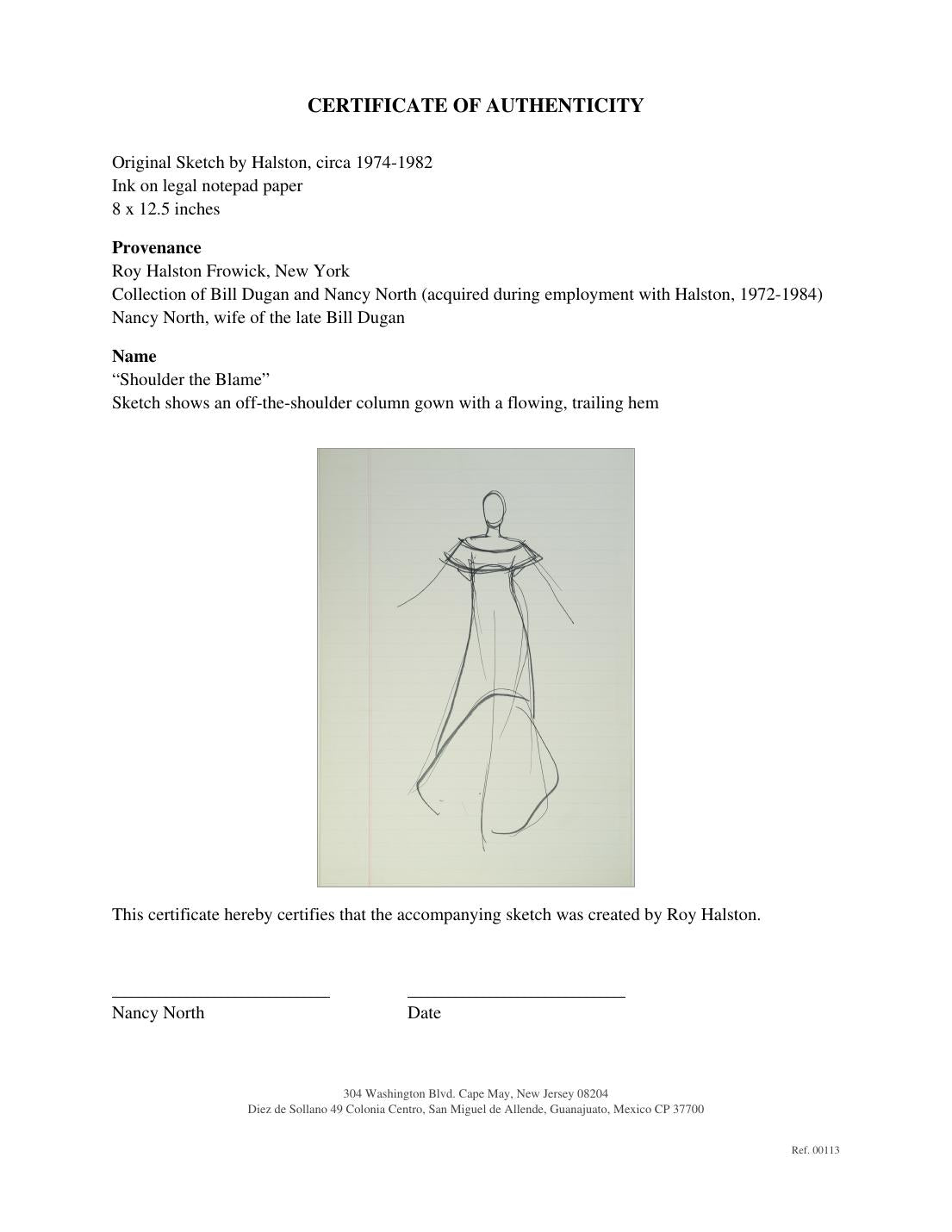 Certificate of authenticity for “Shoulder the Blame”
