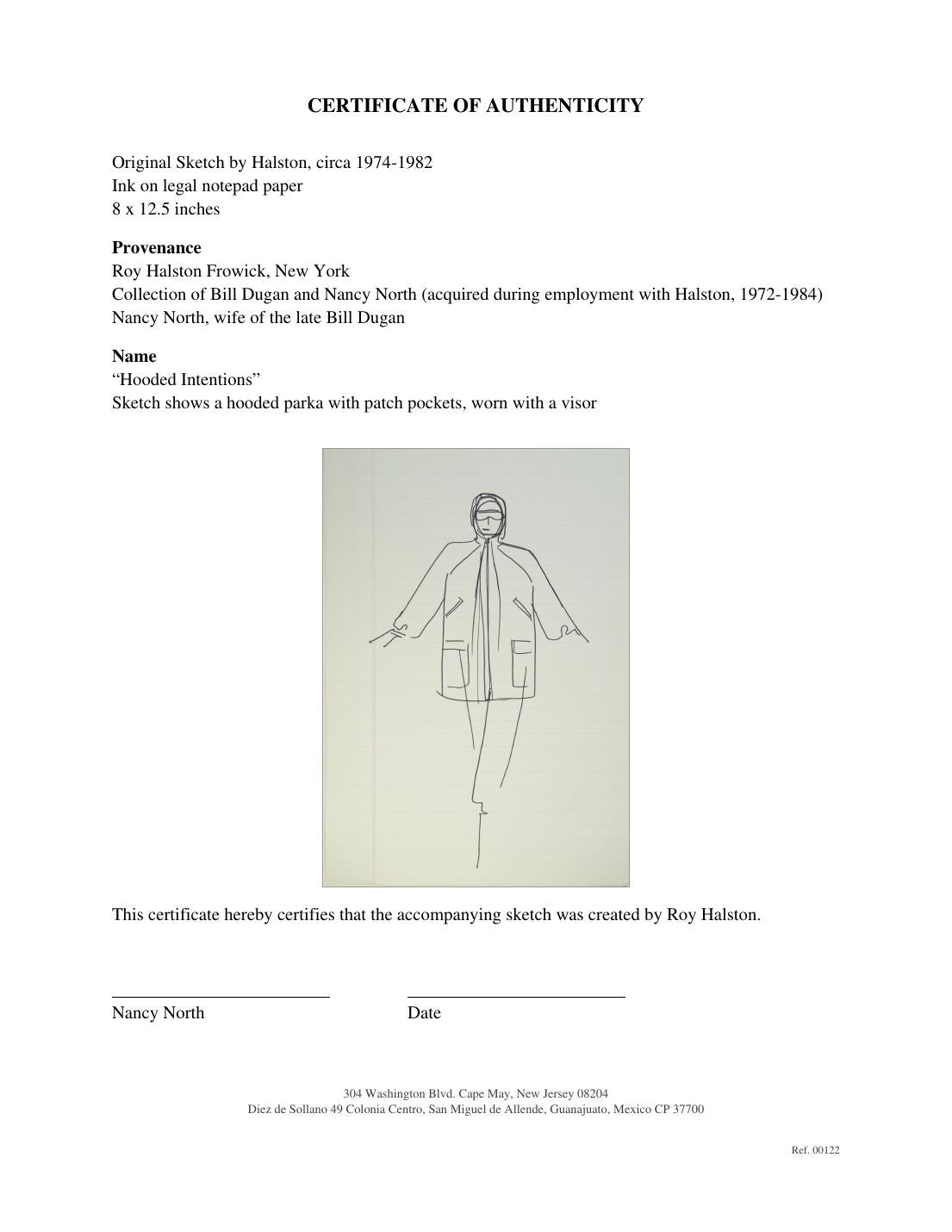 Certificate of authenticity for “Hooded Intentions”