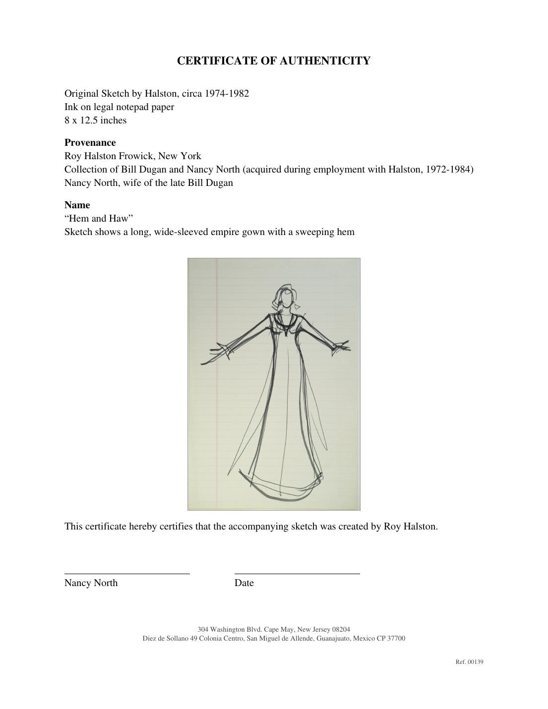 Certificate of authenticity for “Hem and Haw”