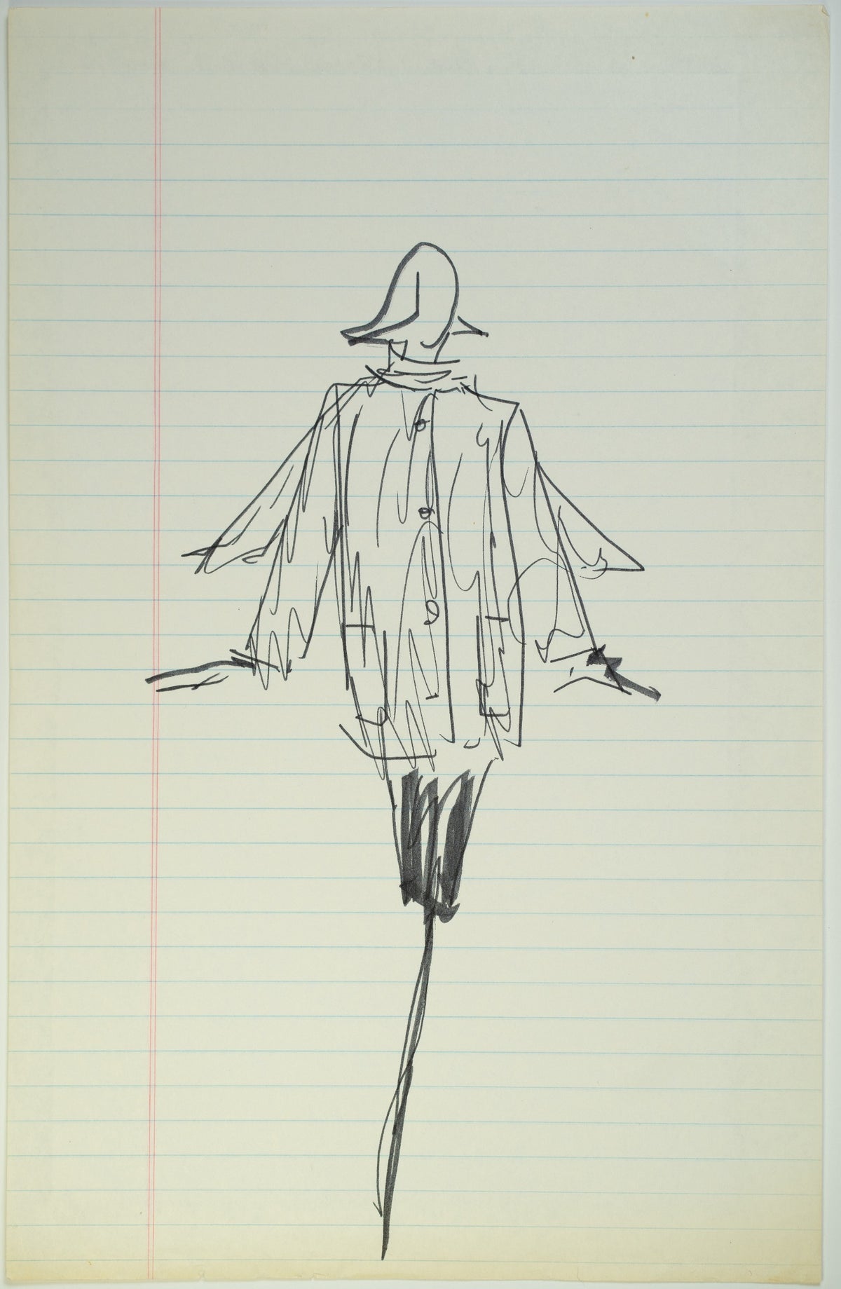 Set sketch 2 of 4: “Wide Brim, Wide Berth”, original Halston pen sketch, product number 00173
