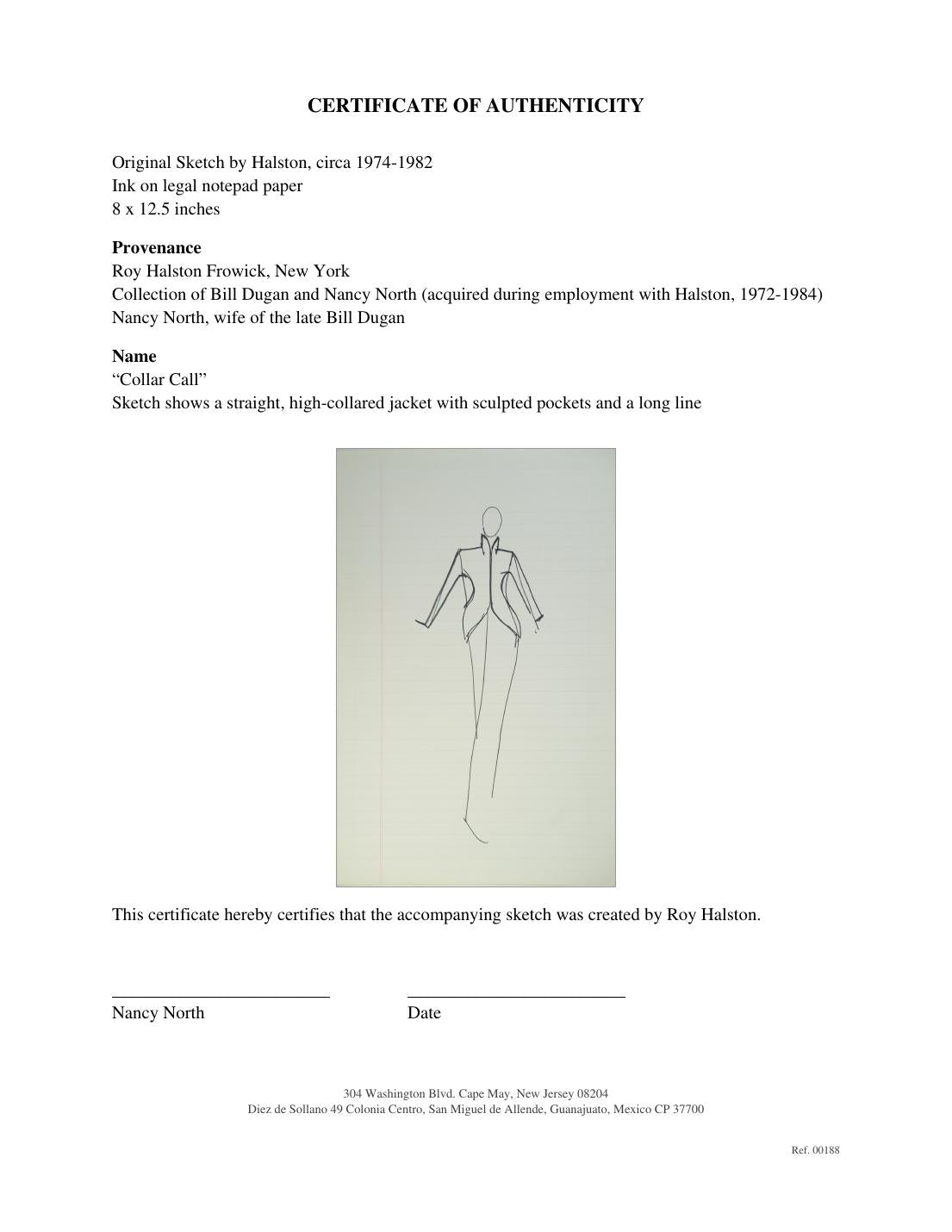 Certificate of authenticity for “Collar Call” (No. 00188)