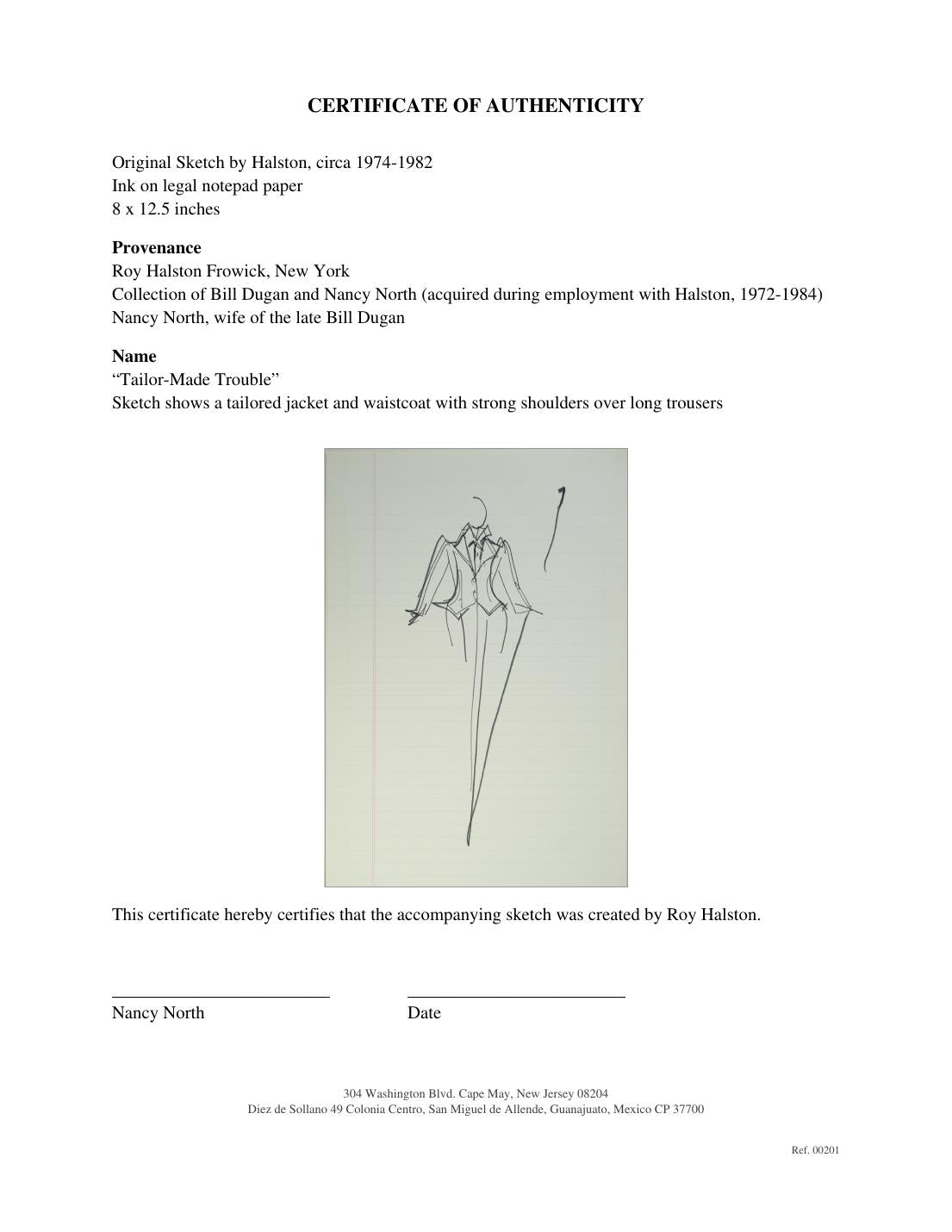 Certificate of authenticity for “Tailor-Made Trouble”