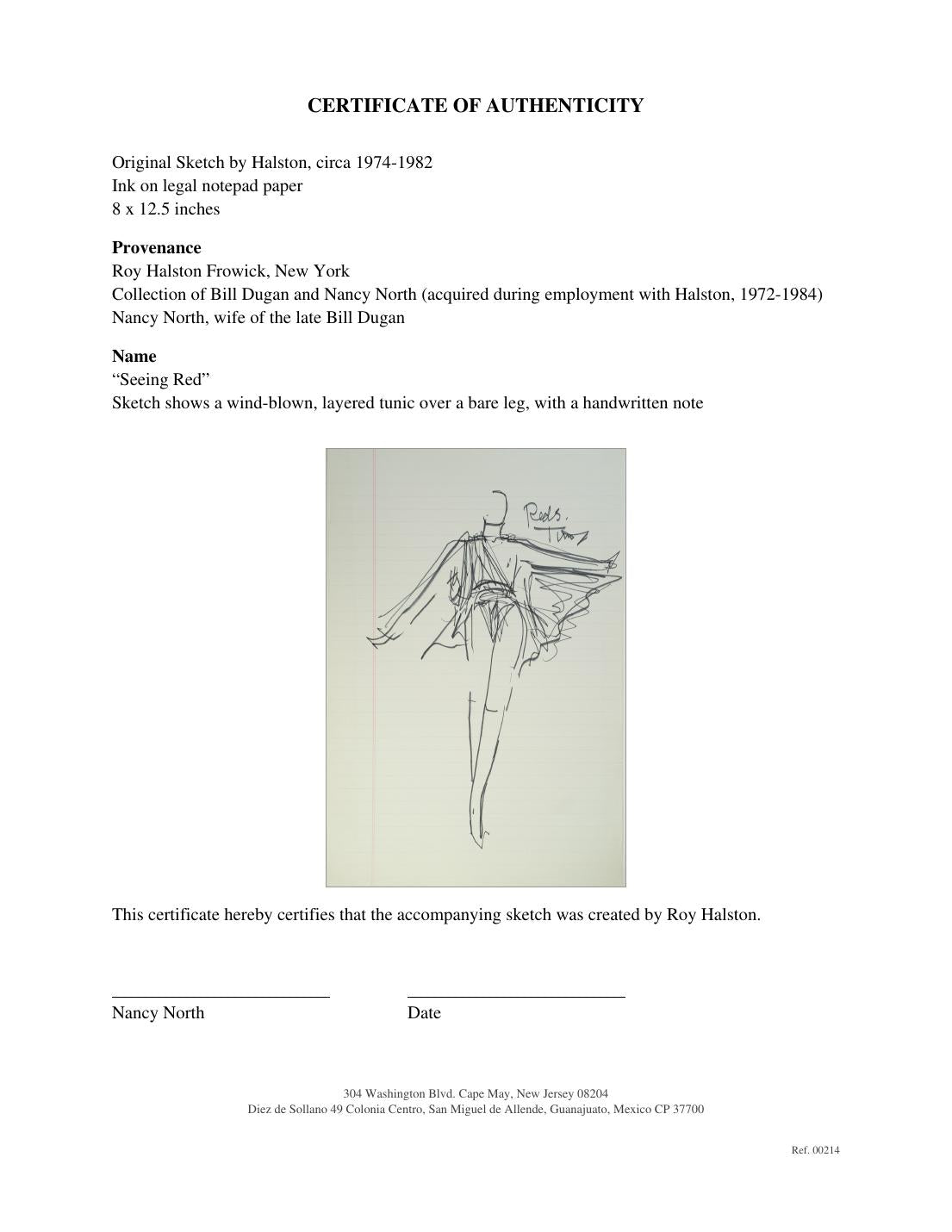 Certificate of authenticity for “Seeing Red”