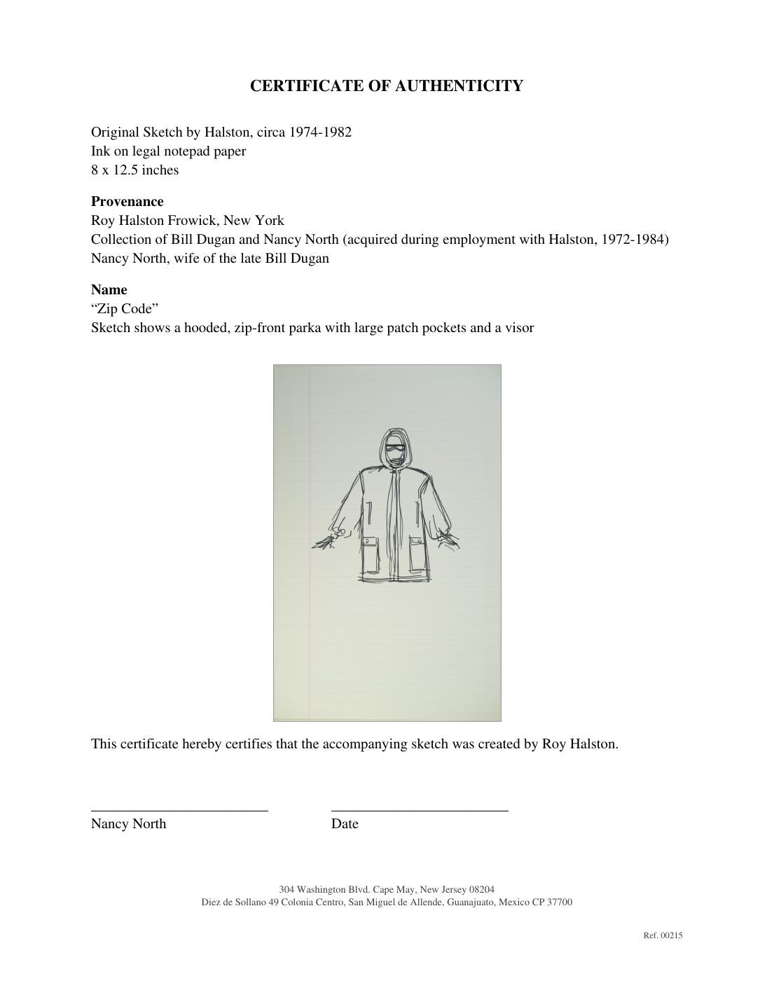 Certificate of authenticity for “Zip Code”