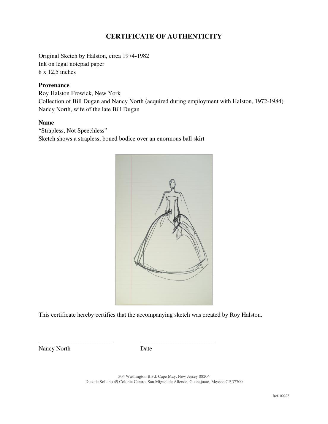 Certificate of authenticity for “Strapless, Not Speechless”