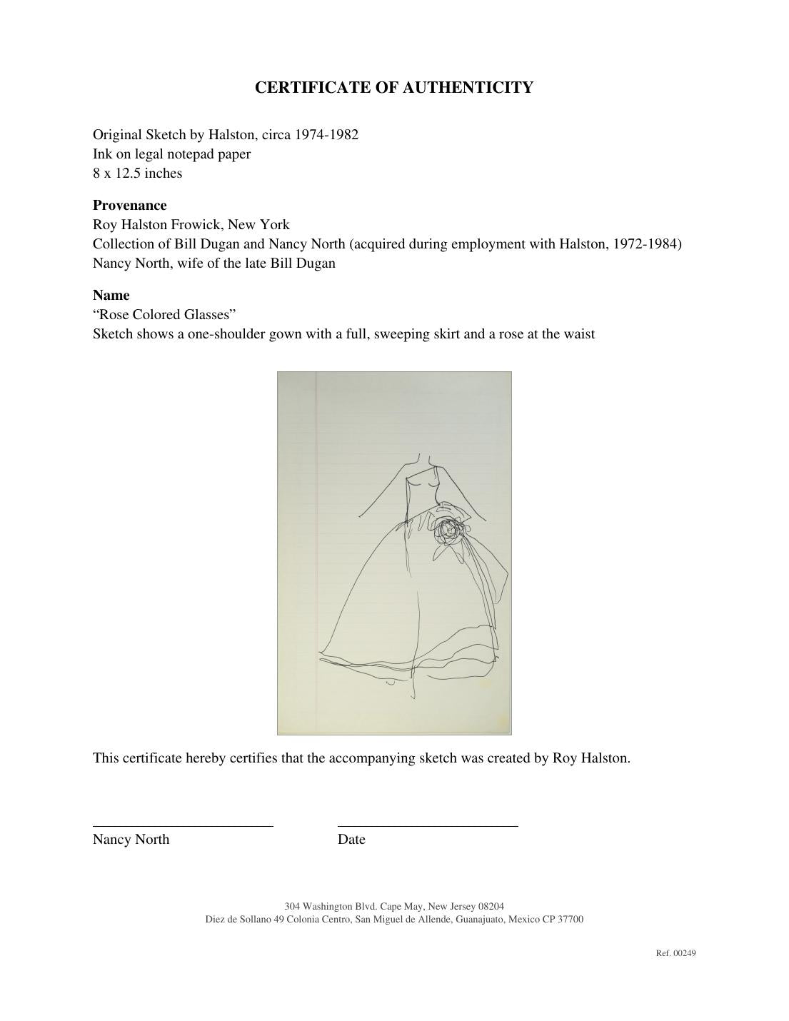 Certificate of authenticity for “Rose Colored Glasses” (No. 00249)