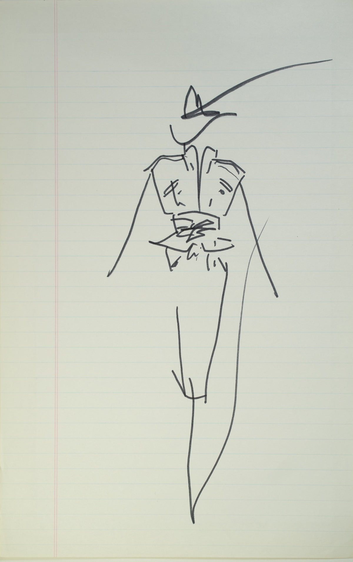 Set sketch 3 of 4: “Brim Brigade”, original Halston pen sketch, product number 00258