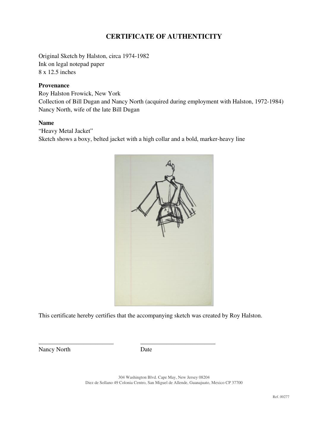 Certificate of authenticity for “Heavy Metal Jacket”
