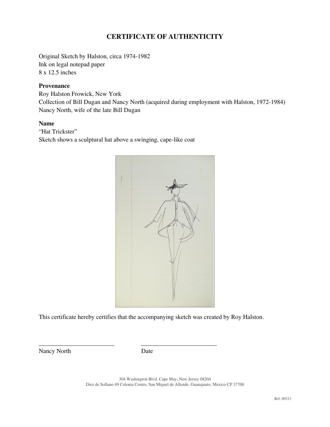 Certificate of authenticity for “Hat Trickster” (No. 00313)