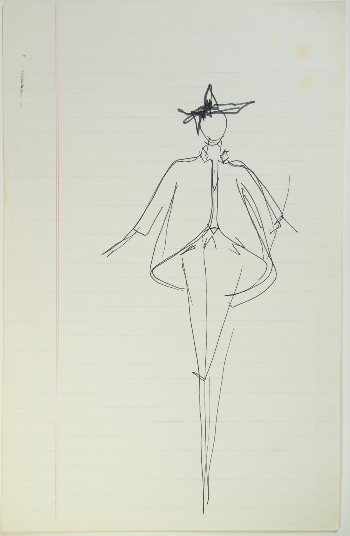 Set sketch 4 of 4: “Hat Trickster”, original Halston pen sketch, product number 00313
