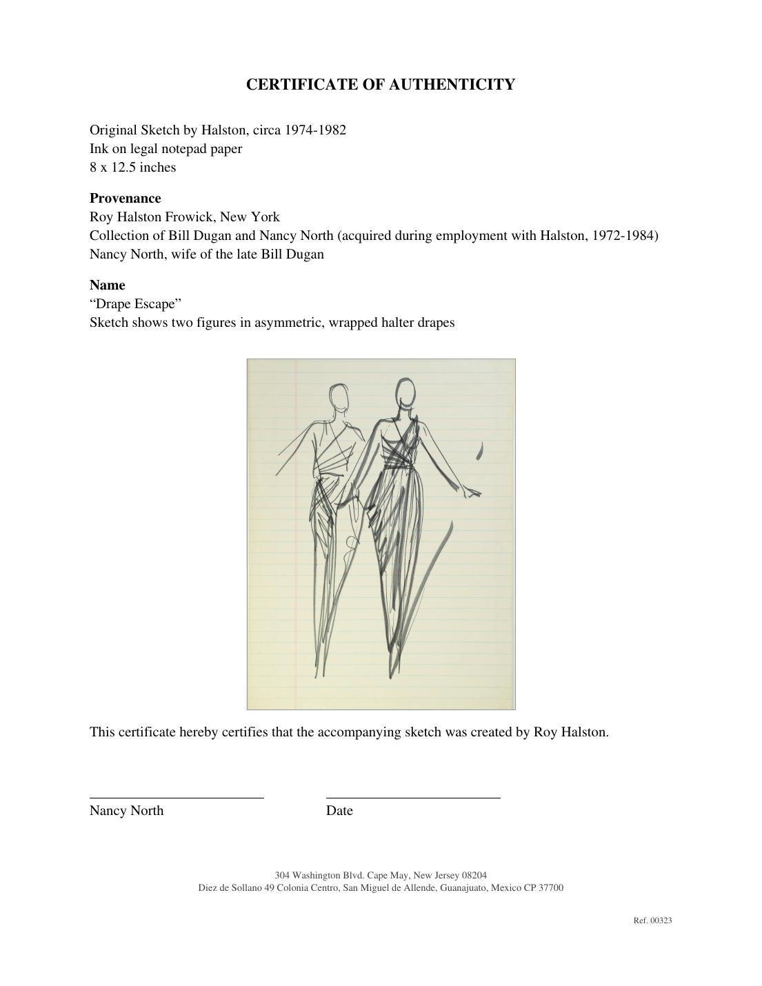 Certificate of authenticity for “Drape Escape”