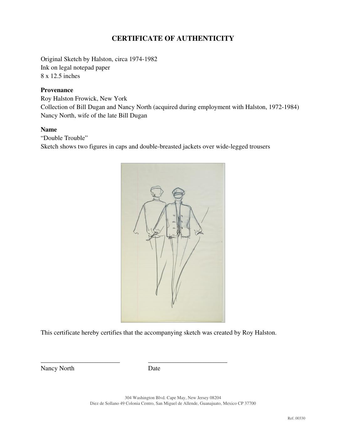 Certificate of authenticity for “Double Trouble” (No. 00330)