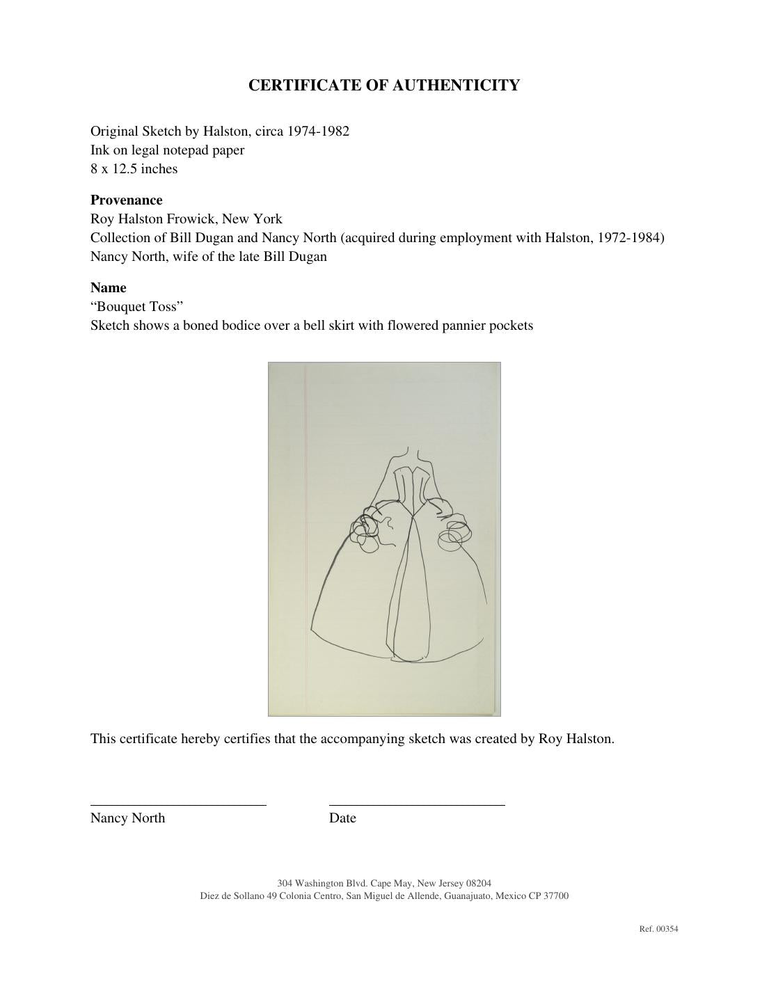 Certificate of authenticity for “Bouquet Toss”