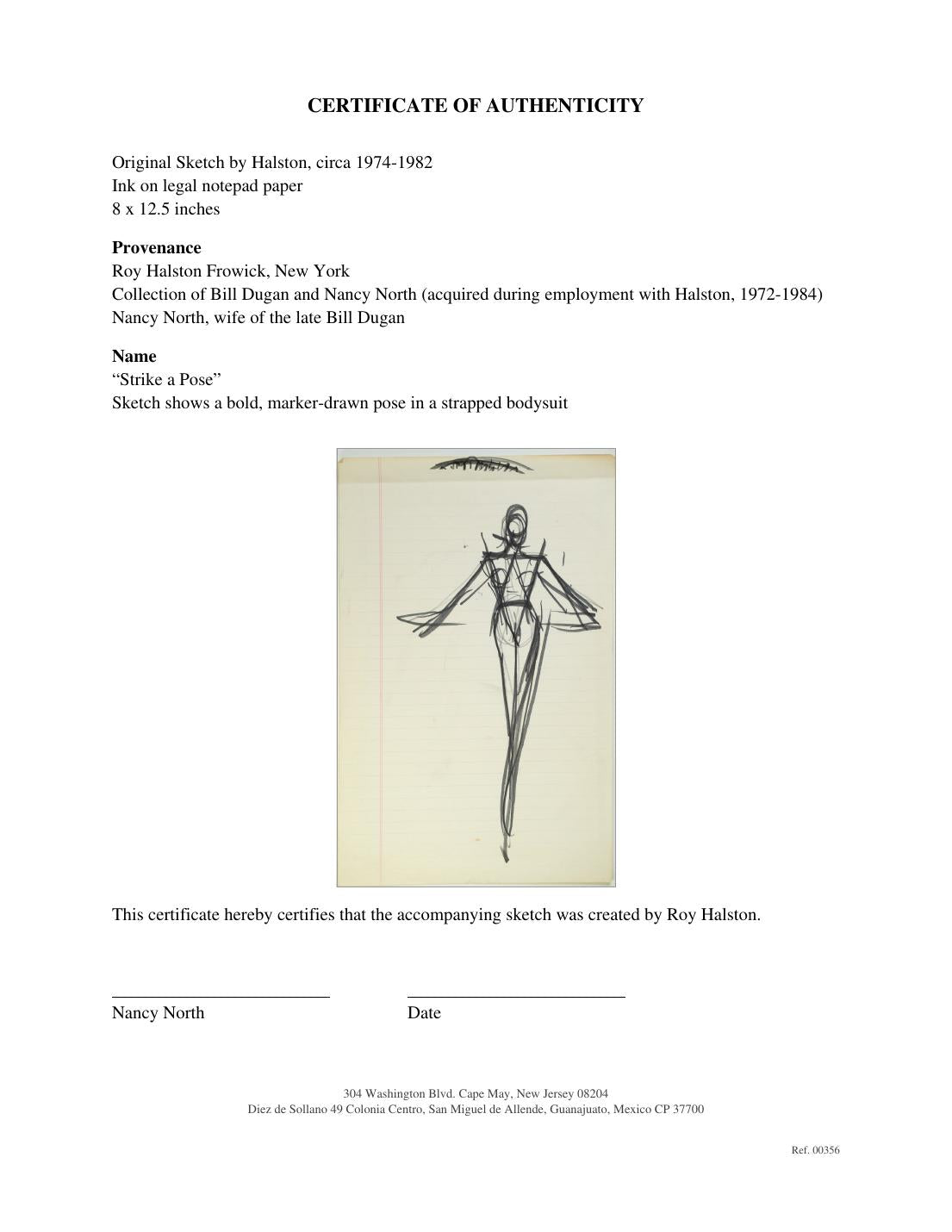 Certificate of authenticity for “Strike a Pose”