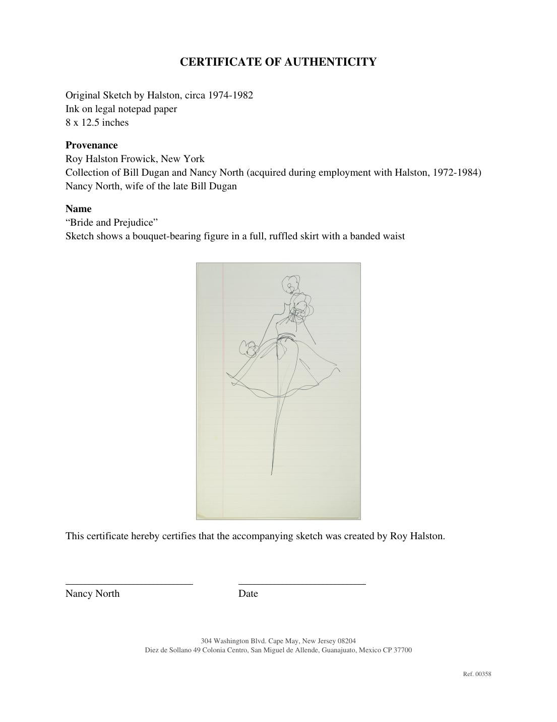 Certificate of authenticity for “Bride and Prejudice” (No. 00358)