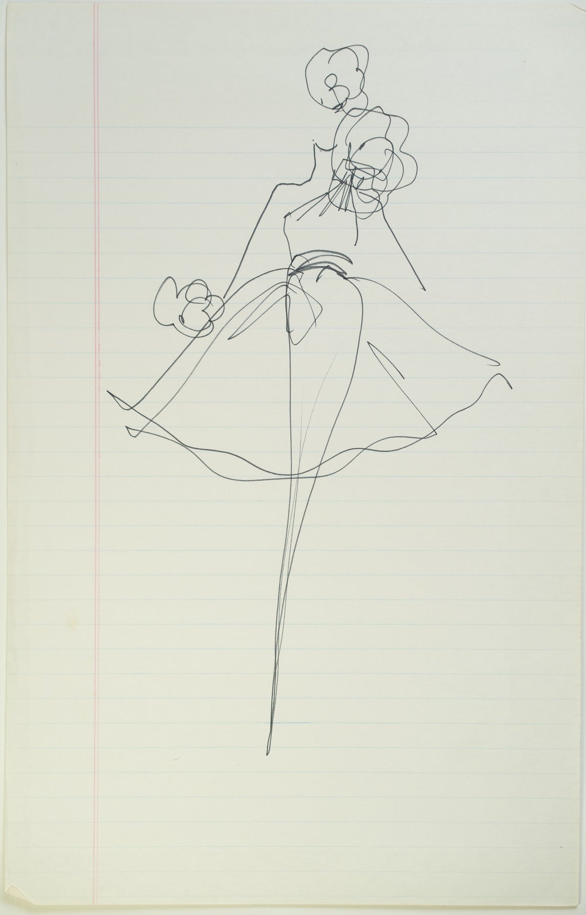 Set sketch 4 of 4: “Bride and Prejudice”, original Halston pen sketch, product number 00358