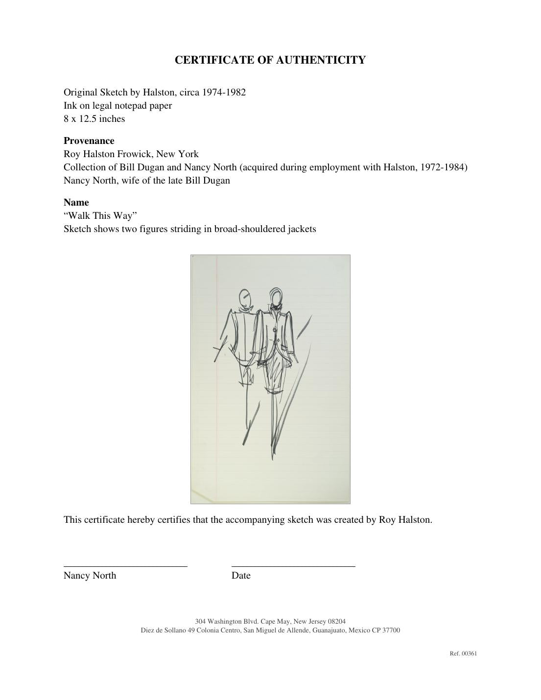 Certificate of authenticity for “Walk This Way” (No. 00361)