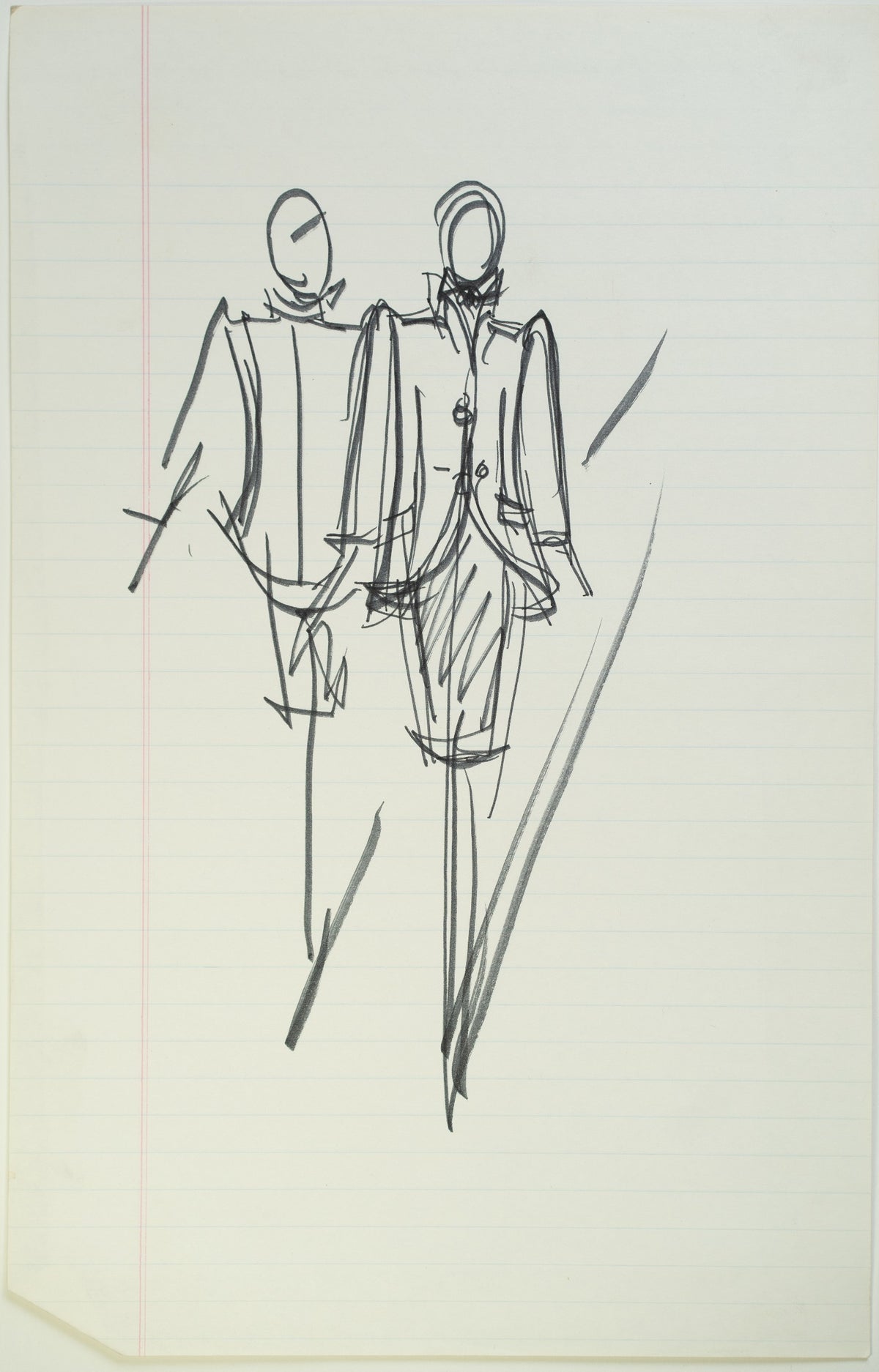 Set sketch 3 of 4: “Walk This Way”, original Halston pen sketch, product number 00361