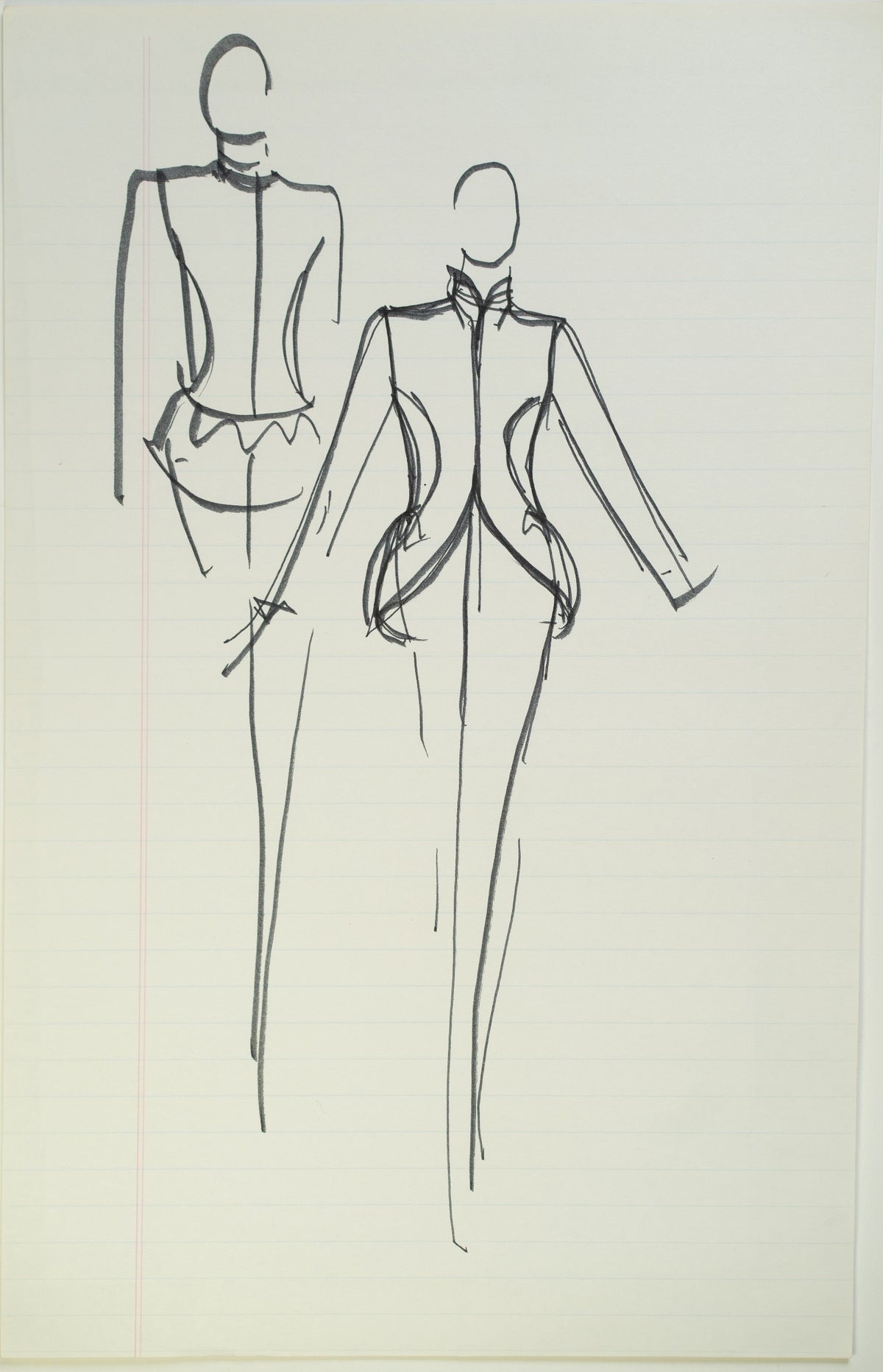 Set sketch 2 of 4: “Heads or Tails”, original Halston pen sketch, product number 00363