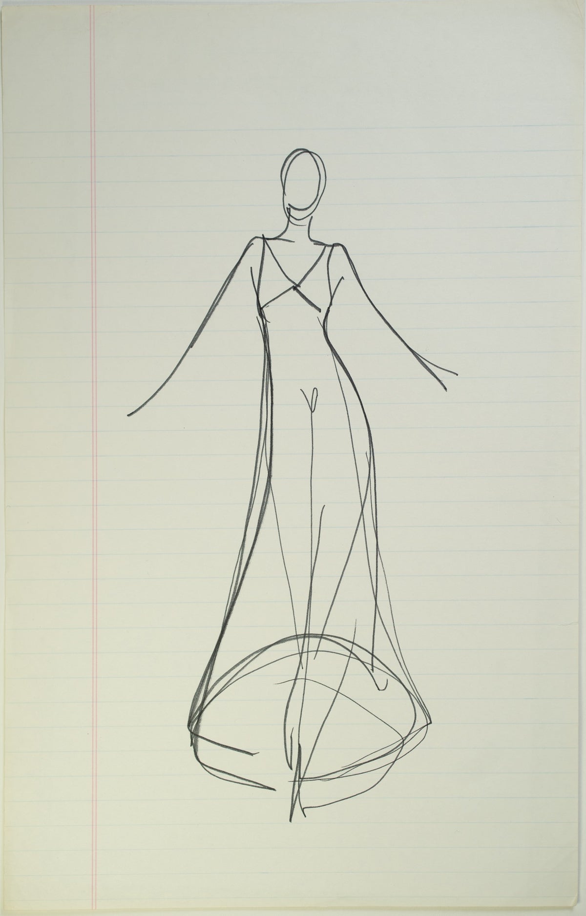 Set sketch 3 of 4: “Plunge Pool”, original Halston pen sketch, product number 00373