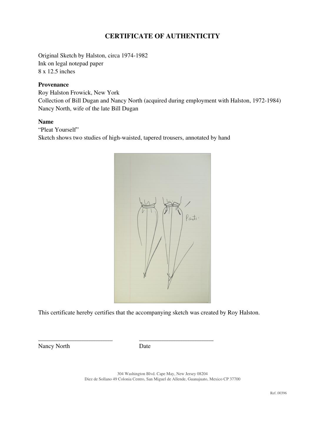 Certificate of authenticity for “Pleat Yourself”