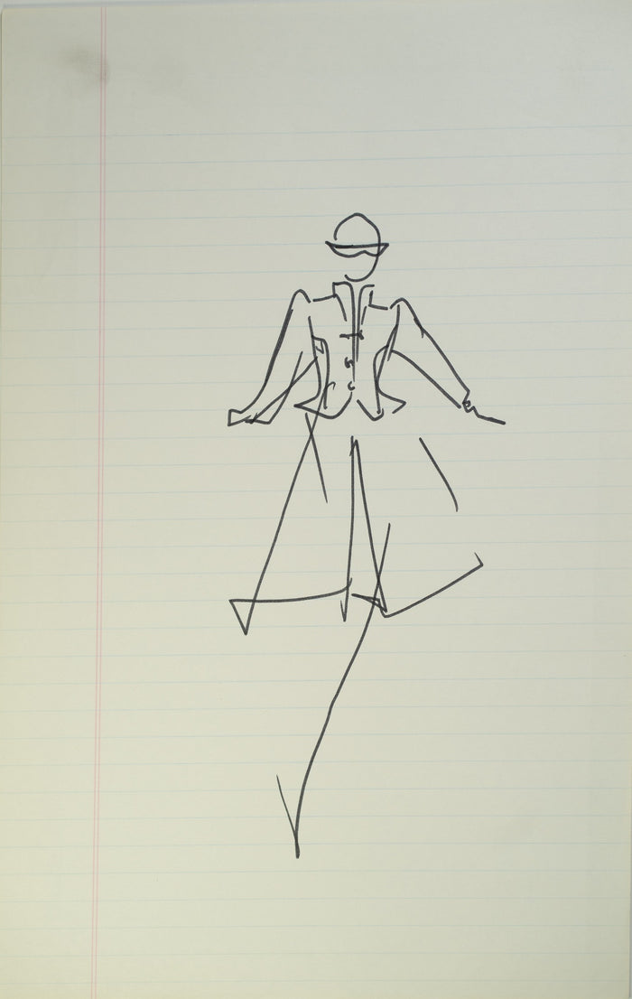 Original Halston pen sketch, product number 00398