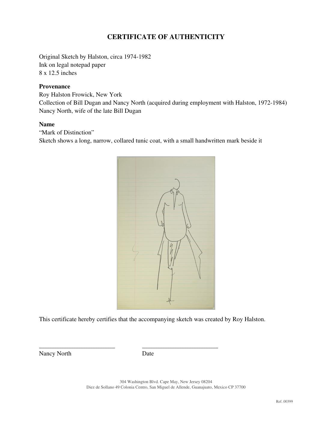 Certificate of authenticity for “Mark of Distinction”