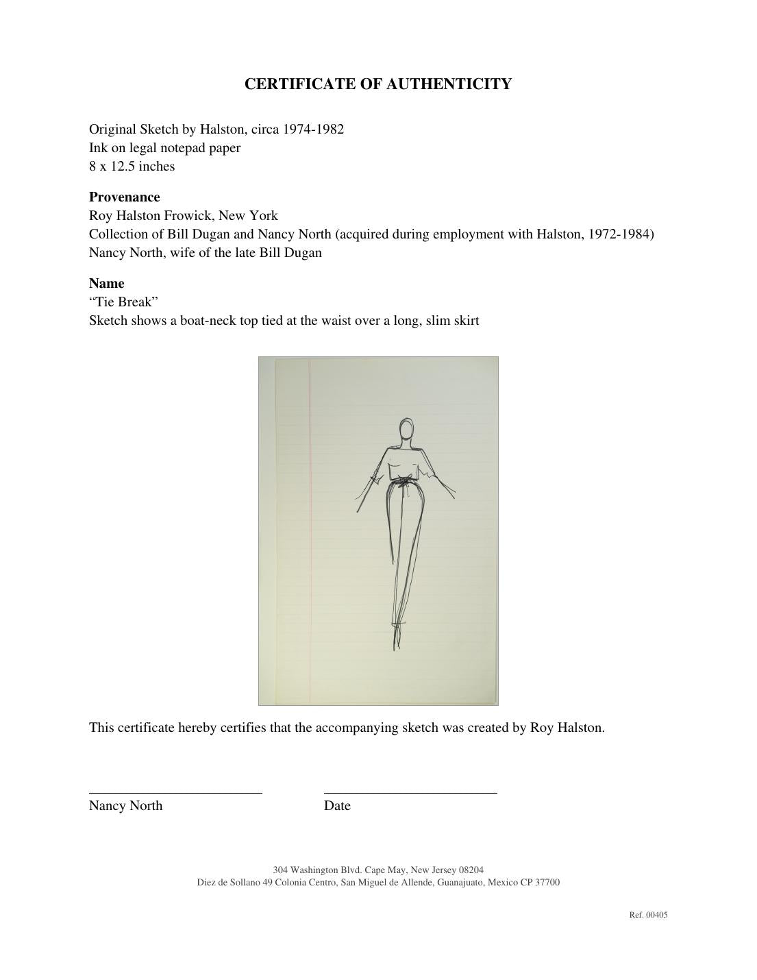 Certificate of authenticity for “Tie Break”