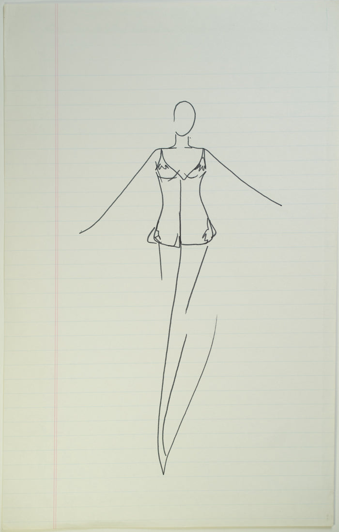 Original Halston pen sketch, product number 00410