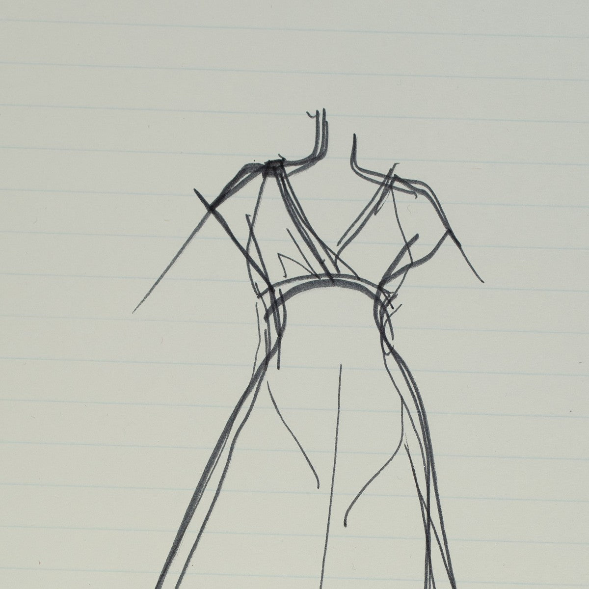 Detail of “Short Notice”: a close view of Halston’s pen line