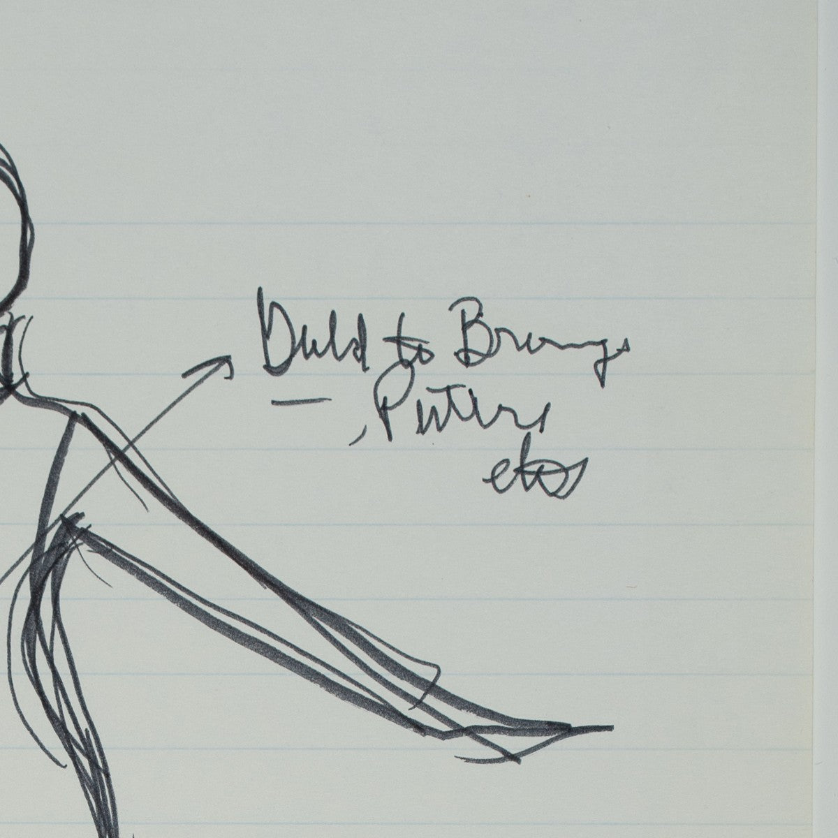 Detail of “One Piece, Zero Apologies”: a handwritten note beside the figure