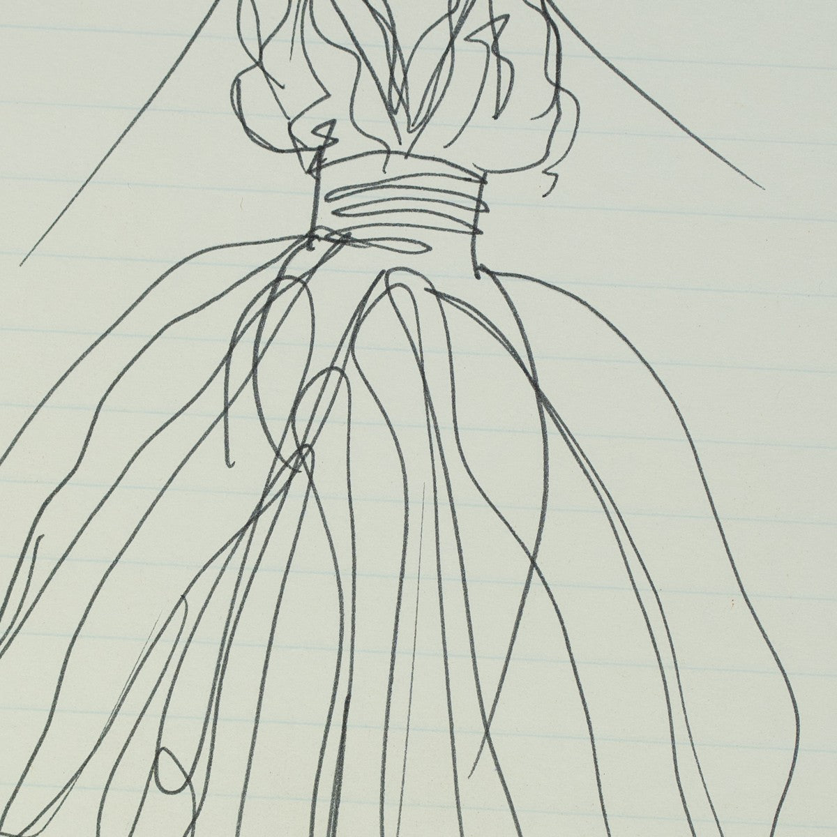 Detail of “Billowing Expectations”: a close view of Halston’s pen line