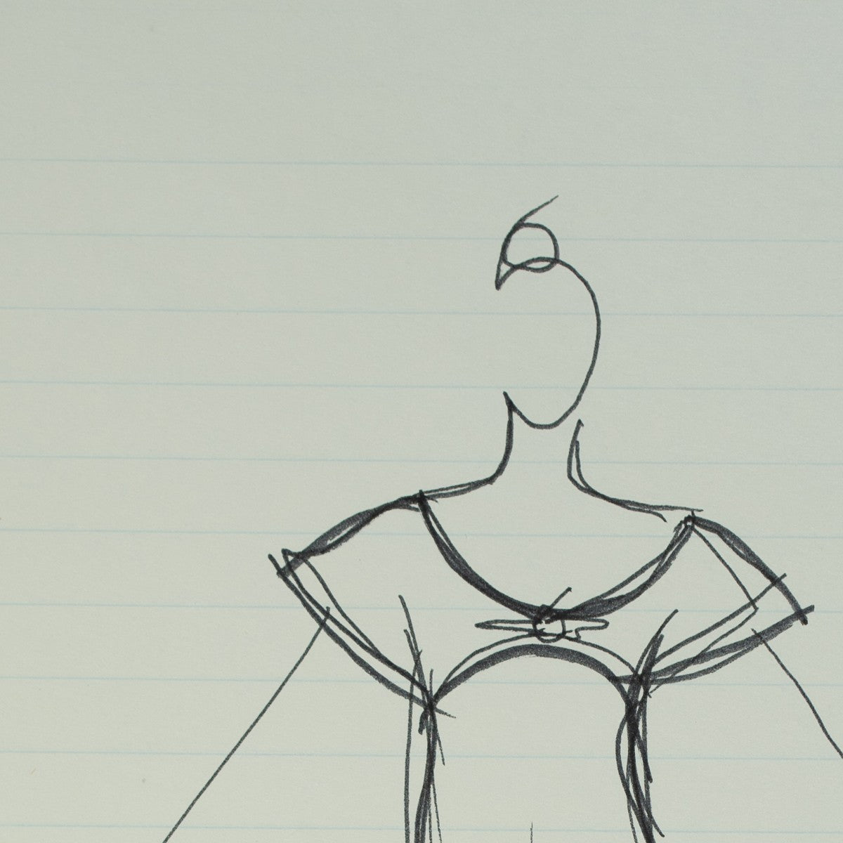 Detail of “Train of Thought”: a close view of Halston’s pen line