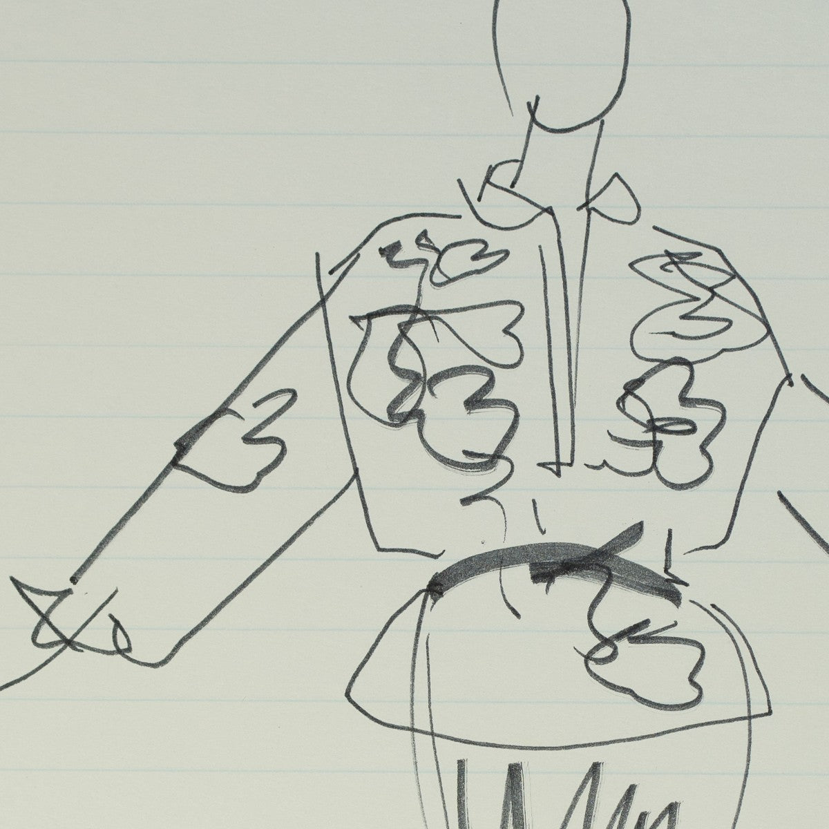 Detail of “Patterns of Behavior”: a close view of Halston’s pen line