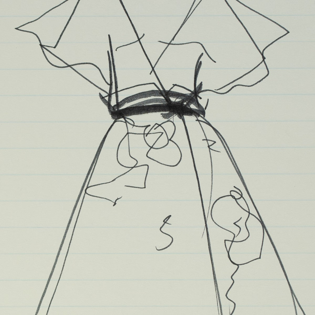 Detail of “Petal Pusher”: a close view of Halston’s pen line