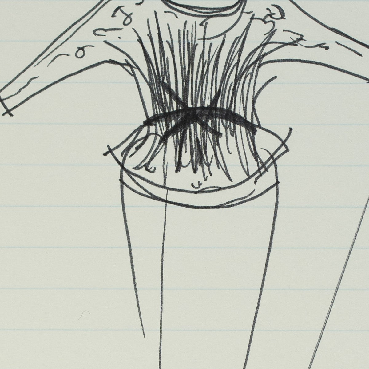 Detail of “Gathering Storm”: a close view of Halston’s pen line