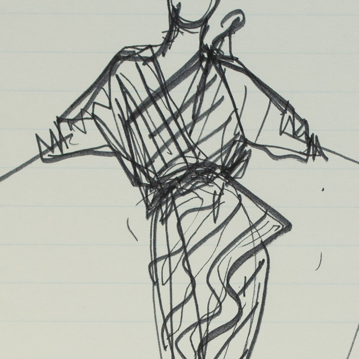 Detail of “Swatch Watch”: a small swatch study drawn beside the figure