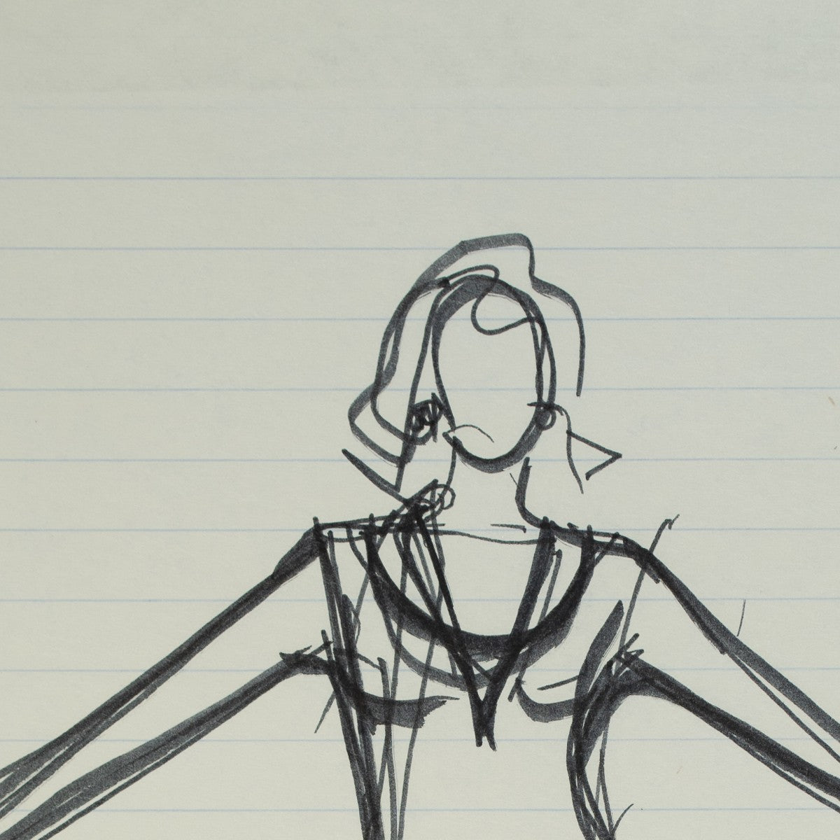 Detail of “Hem and Haw”: a close view of Halston’s pen line
