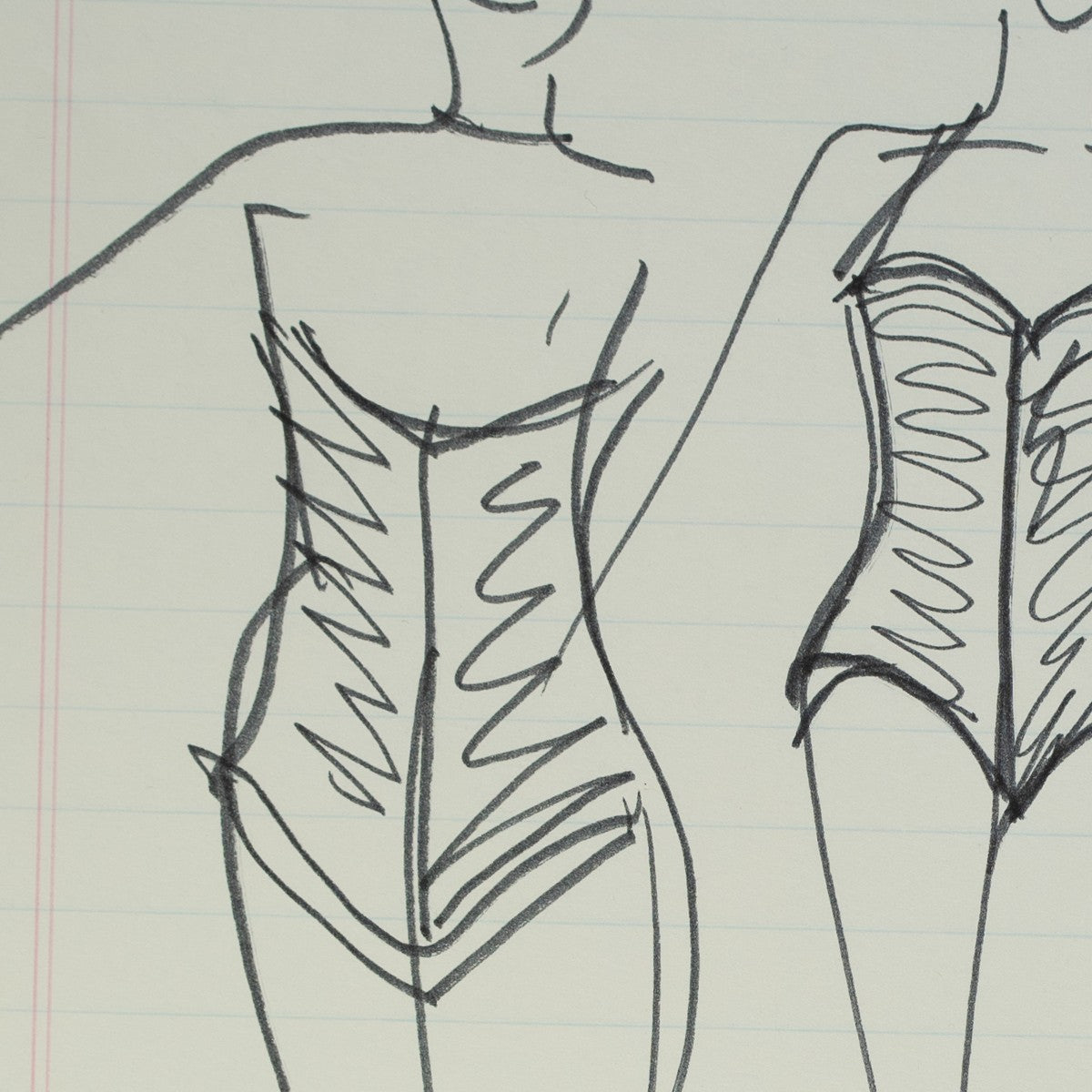 Detail of “Stay Laced”: a close view of Halston’s pen line