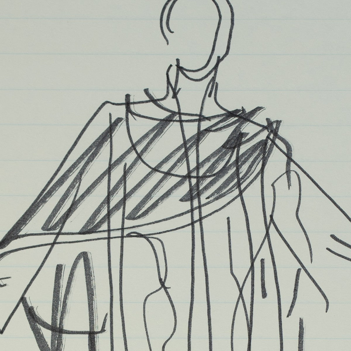 Detail of “Poncho Villa”: a close view of Halston’s pen line