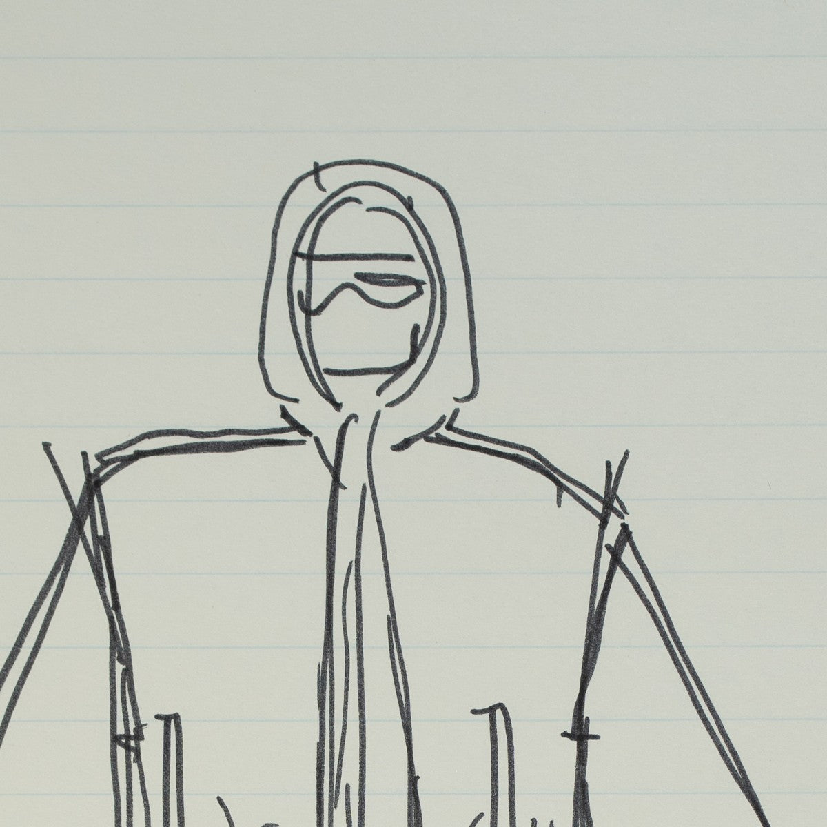 Detail of “Pocket Change”: a close view of Halston’s pen line