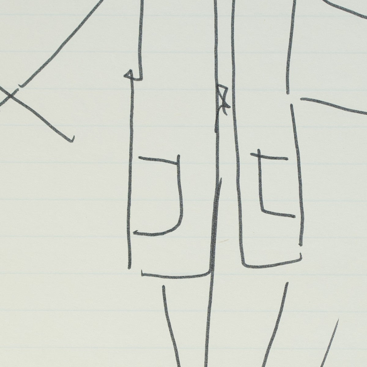 Detail of “Coat Check”: a close view of Halston’s pen line