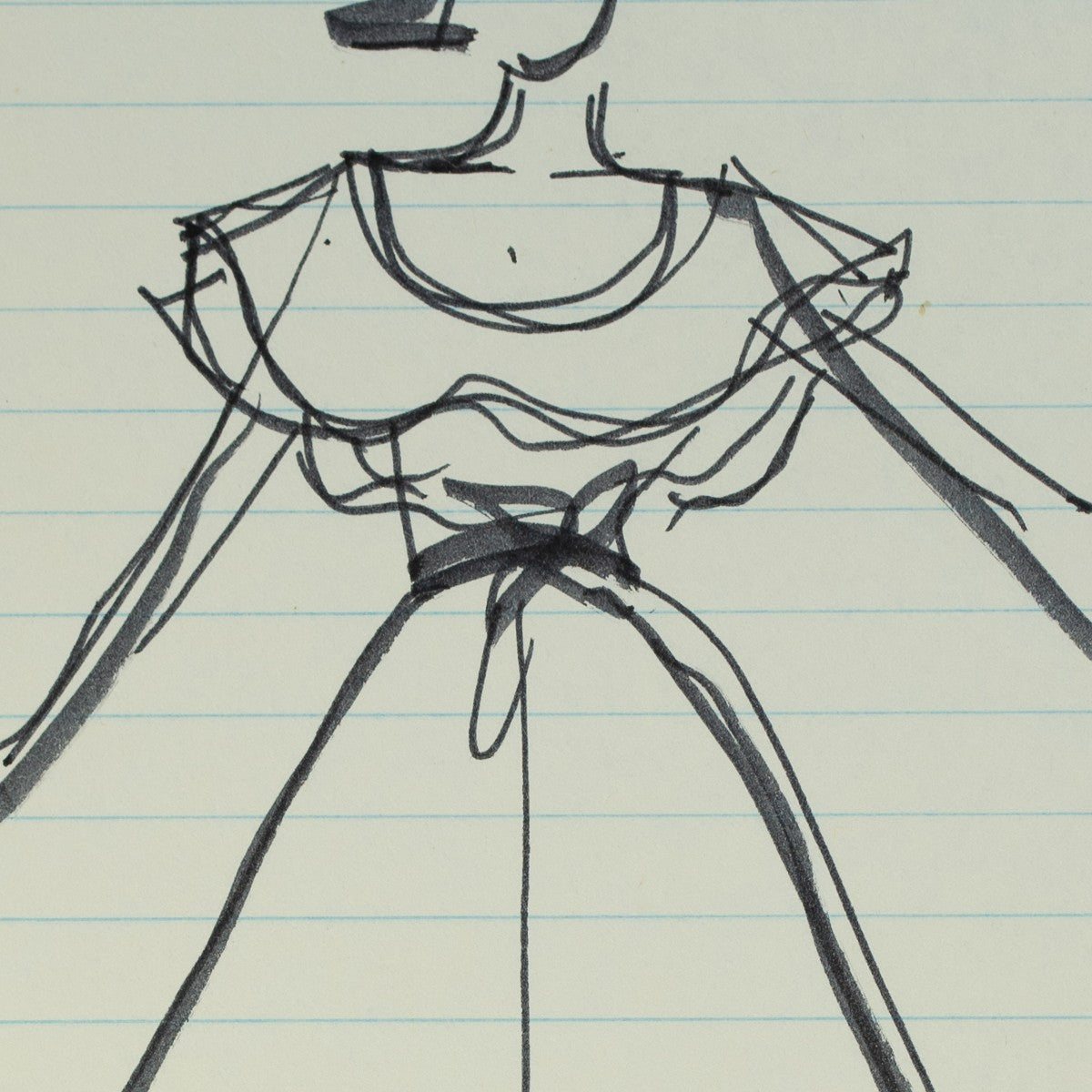 Detail of “Twirl Power”: a close view of Halston’s pen line