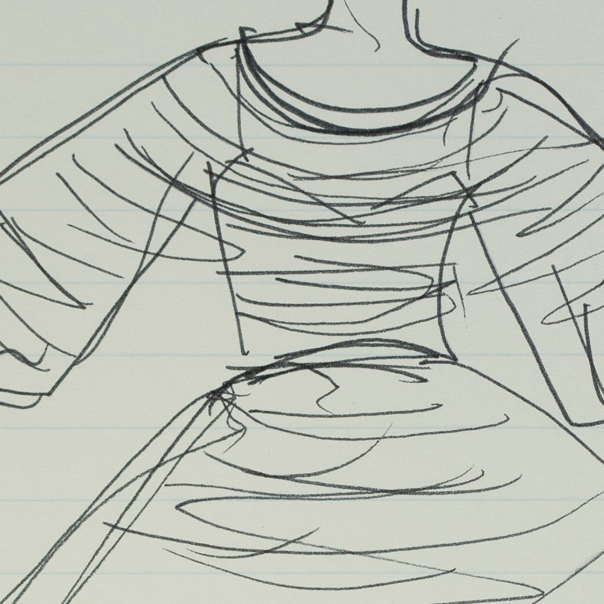 Detail of “Sleeve It to Me”: a close view of Halston’s pen line
