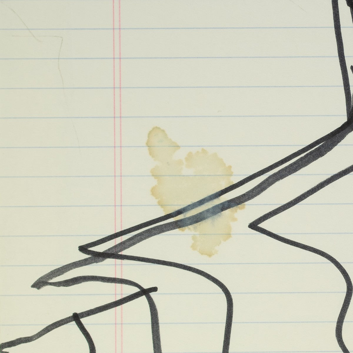 Detail of “Ripple Effect”: a ring-shaped stain on the sheet